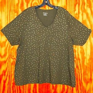 Lane Bryant Perfect Sleeve Tee - Size 22/24 - Metallic Dot Print